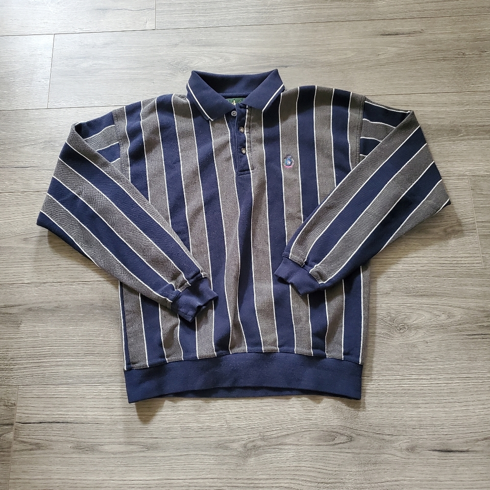 Knights Of Round Table Striped Polo Sweater Mens Medium